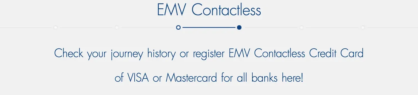 Metro operator page headed EMV Contactless, inviting readers to check journey history or register a contactless credit card.