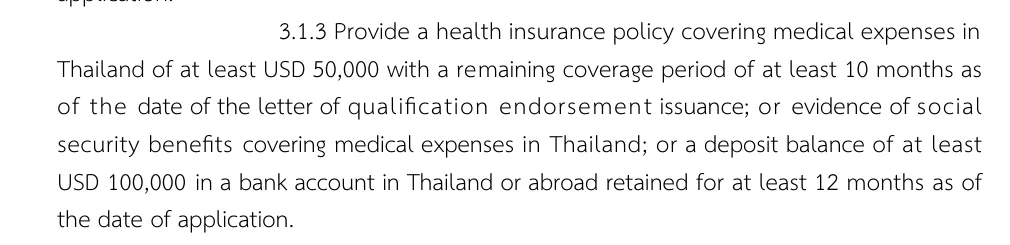 Board of Investment announcement text, item 3.1.3 for wealthy global citizens, on the health insurance policy, social security or deposit alternatives.